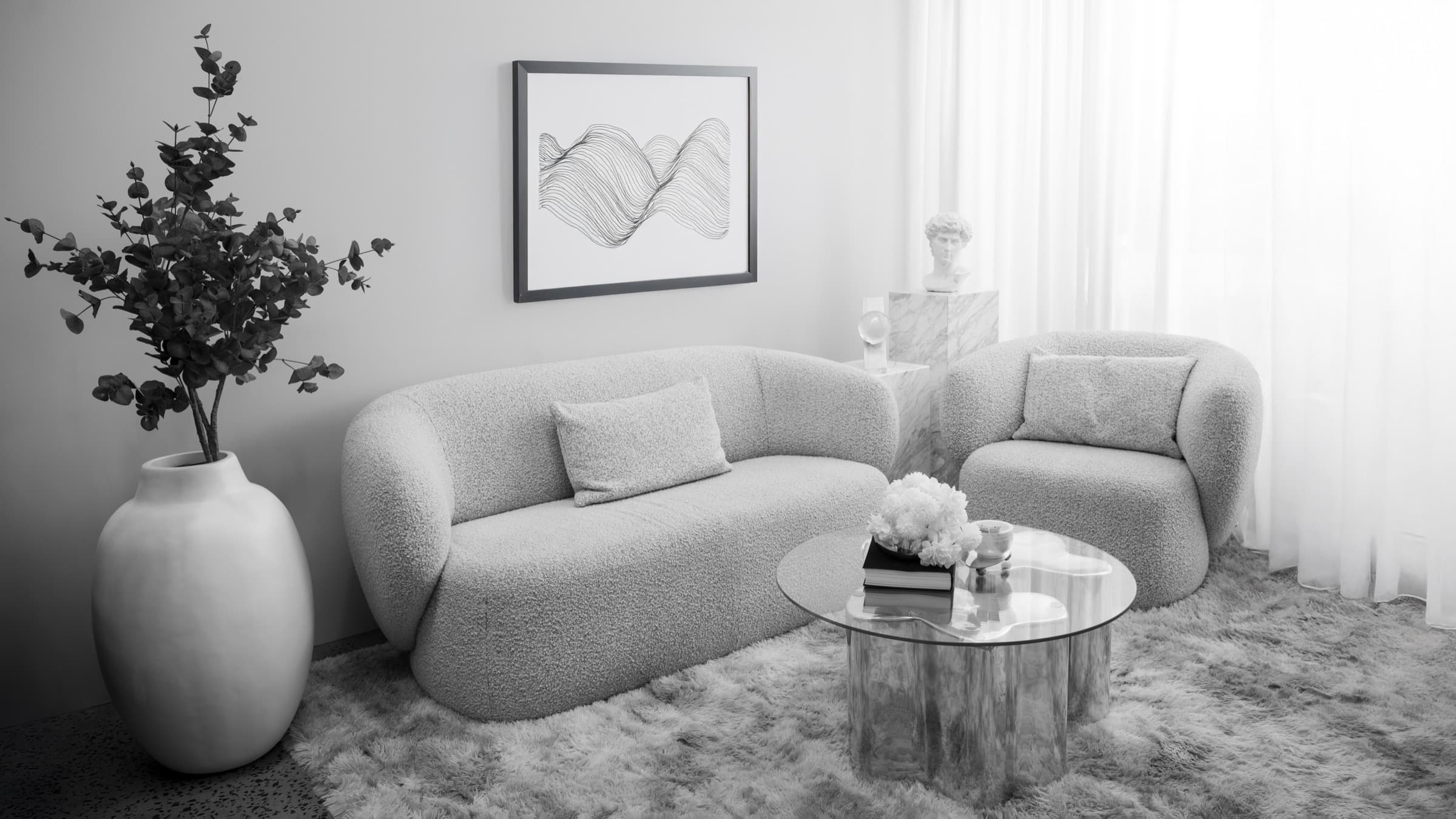 Black and white commercial interior photography